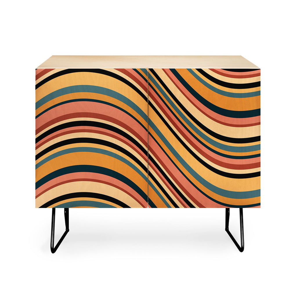 Colour Poems Wavy Retro Stripes I Credenza