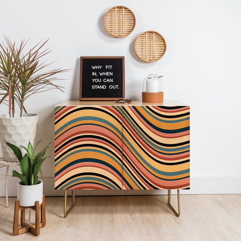 Colour Poems Wavy Retro Stripes I Credenza