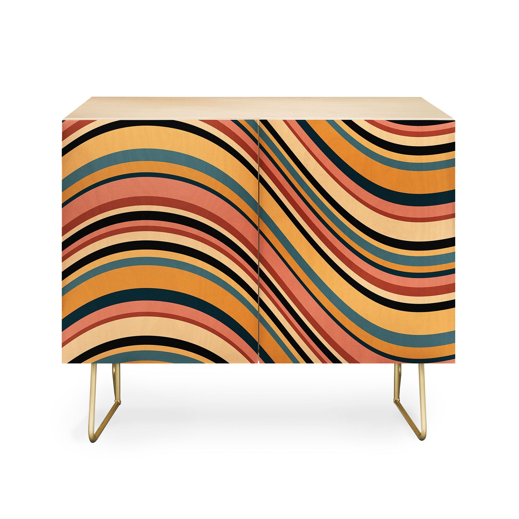 Colour Poems Wavy Retro Stripes I Credenza