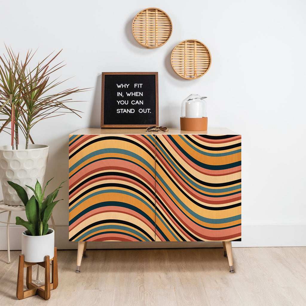 Colour Poems Wavy Retro Stripes I Credenza