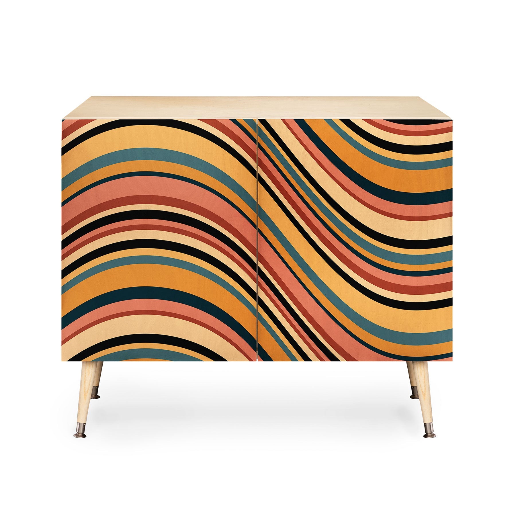 Colour Poems Wavy Retro Stripes I Credenza