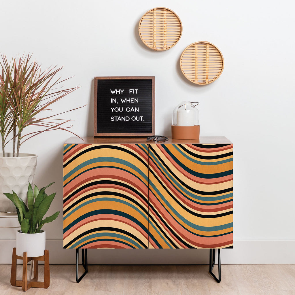 Colour Poems Wavy Retro Stripes I Credenza