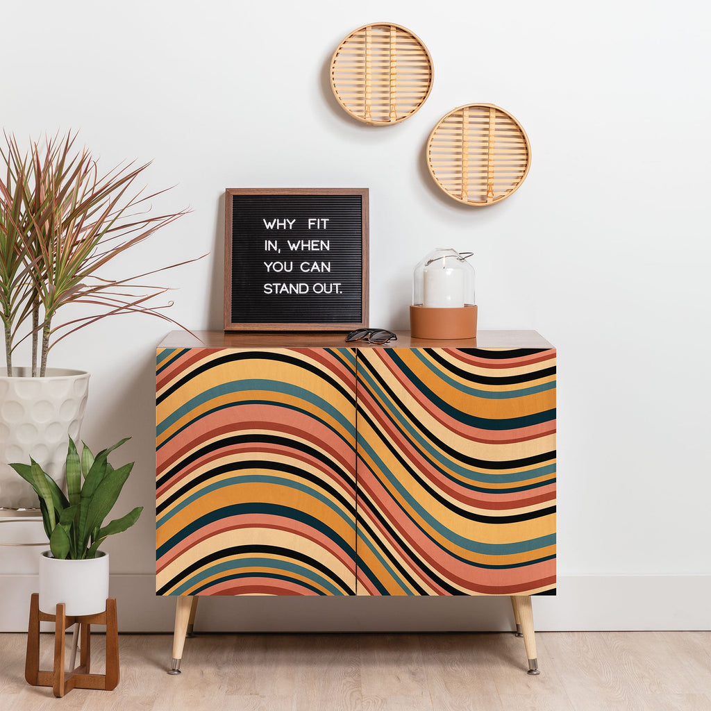 Colour Poems Wavy Retro Stripes I Credenza
