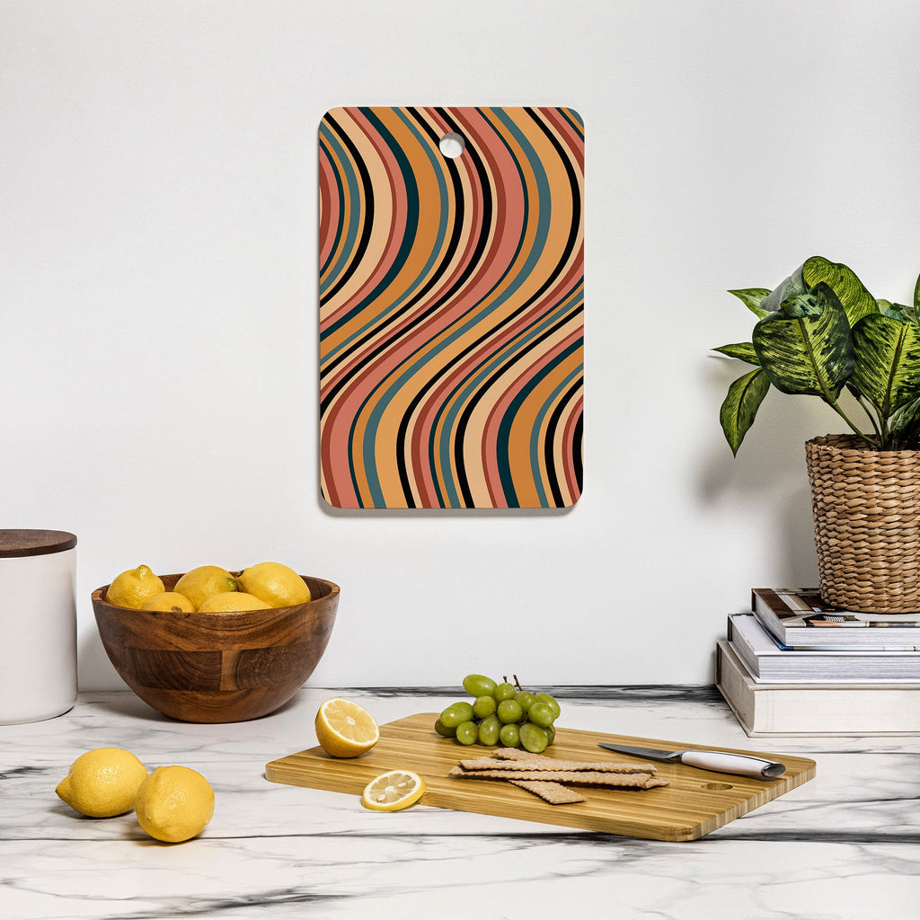 Colour Poems Wavy Retro Stripes I Cutting Board Rectangle
