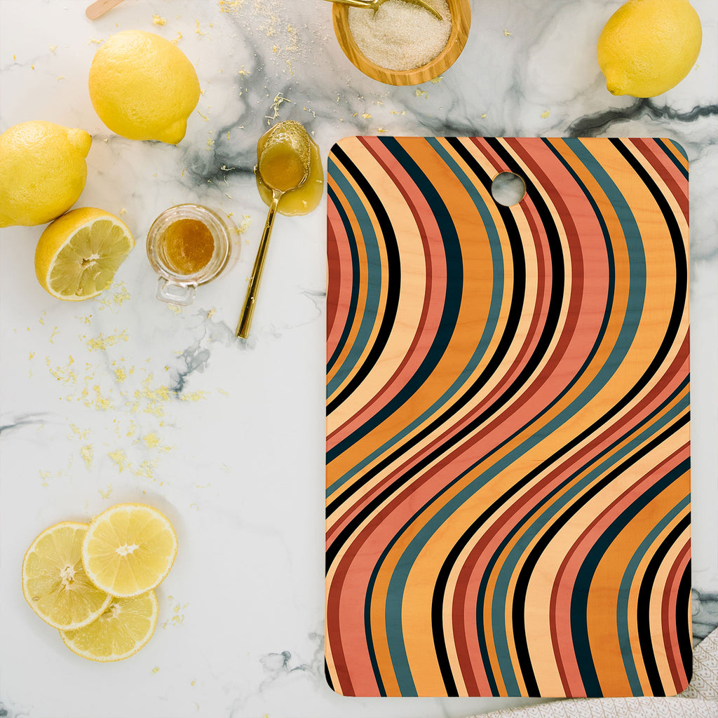 Colour Poems Wavy Retro Stripes I Cutting Board Rectangle
