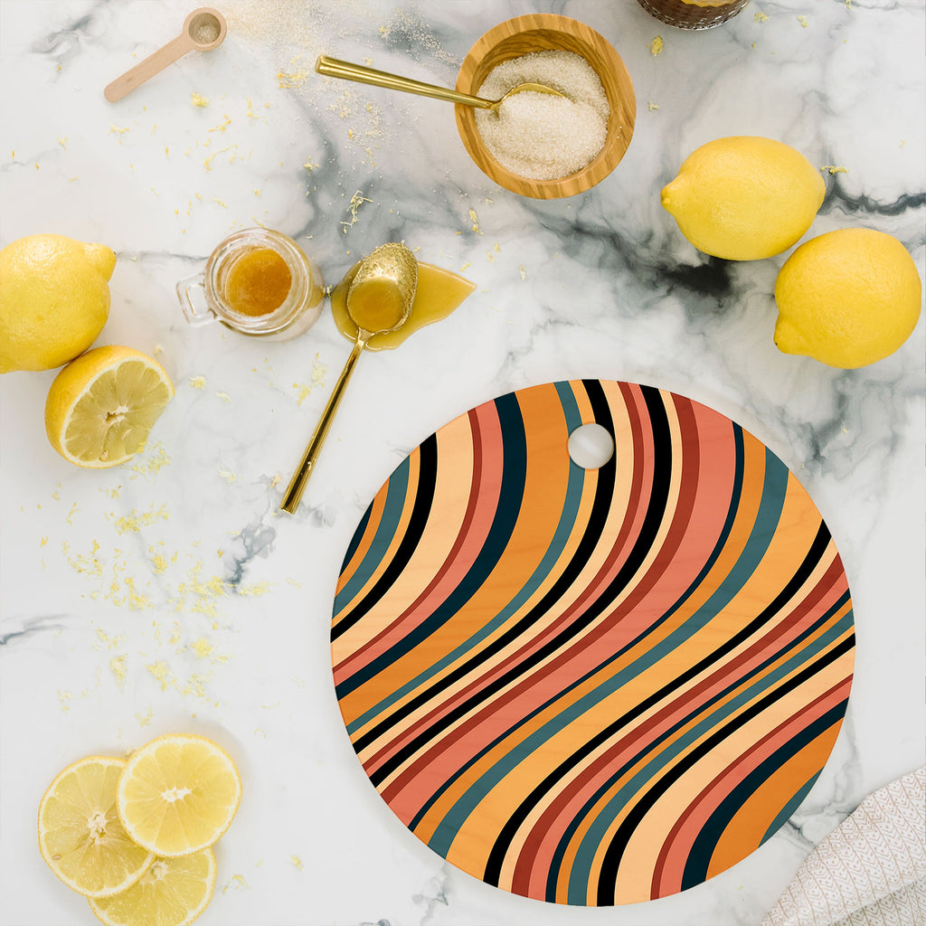 Colour Poems Wavy Retro Stripes I Cutting Board Round