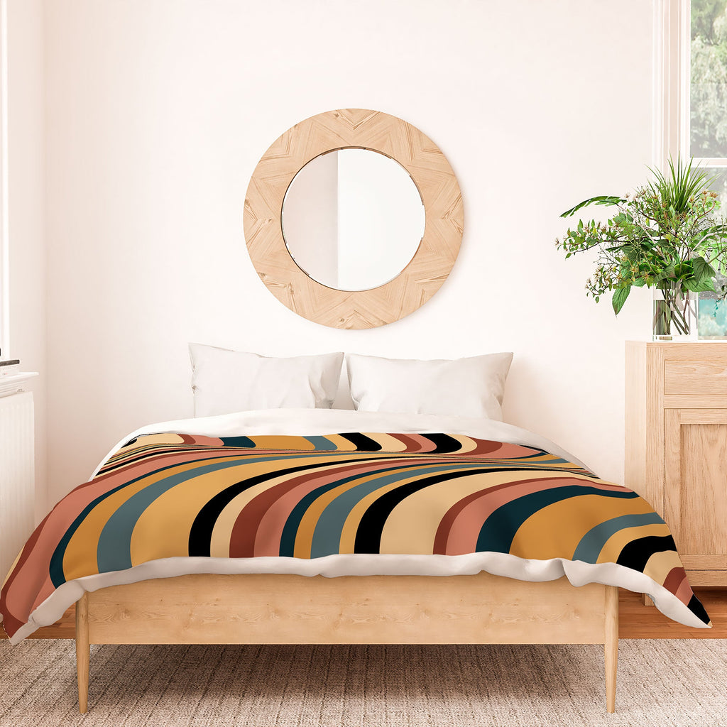 Colour Poems Wavy Retro Stripes I Duvet Cover