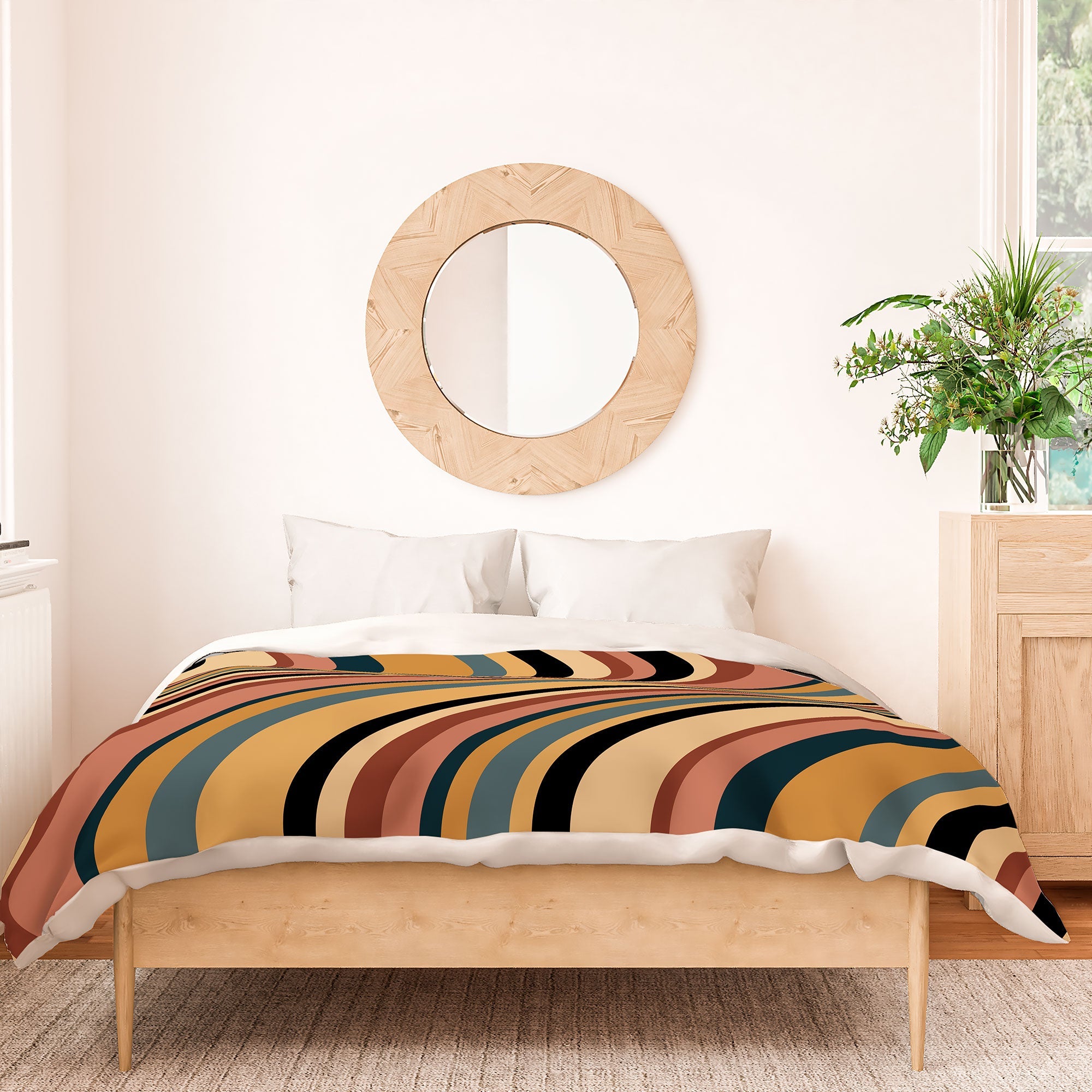 Colour Poems Wavy Retro Stripes I Duvet Cover