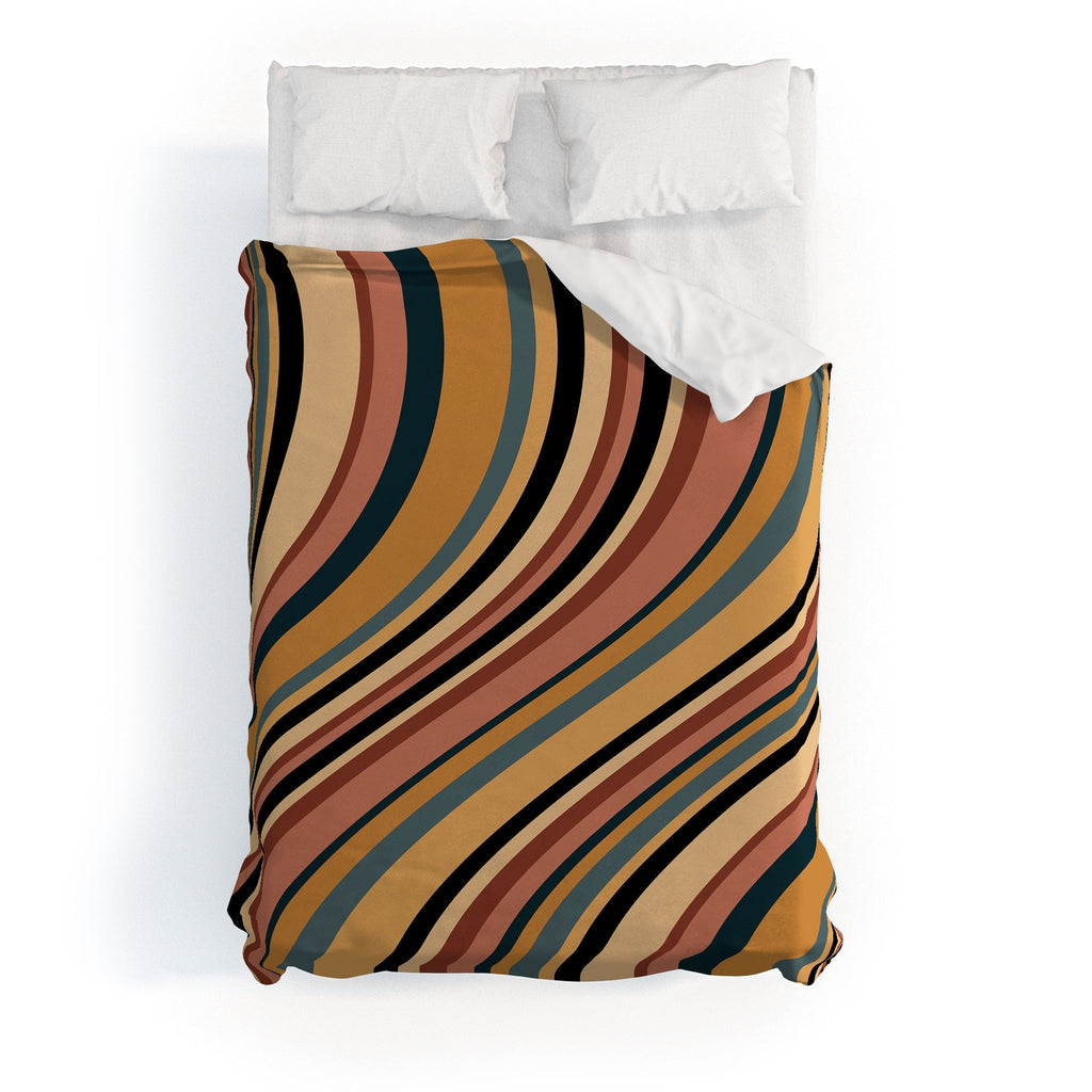 Colour Poems Wavy Retro Stripes I Duvet Cover
