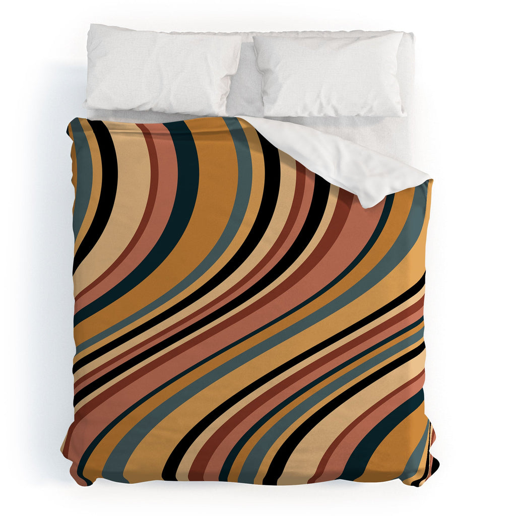 Colour Poems Wavy Retro Stripes I Duvet Cover