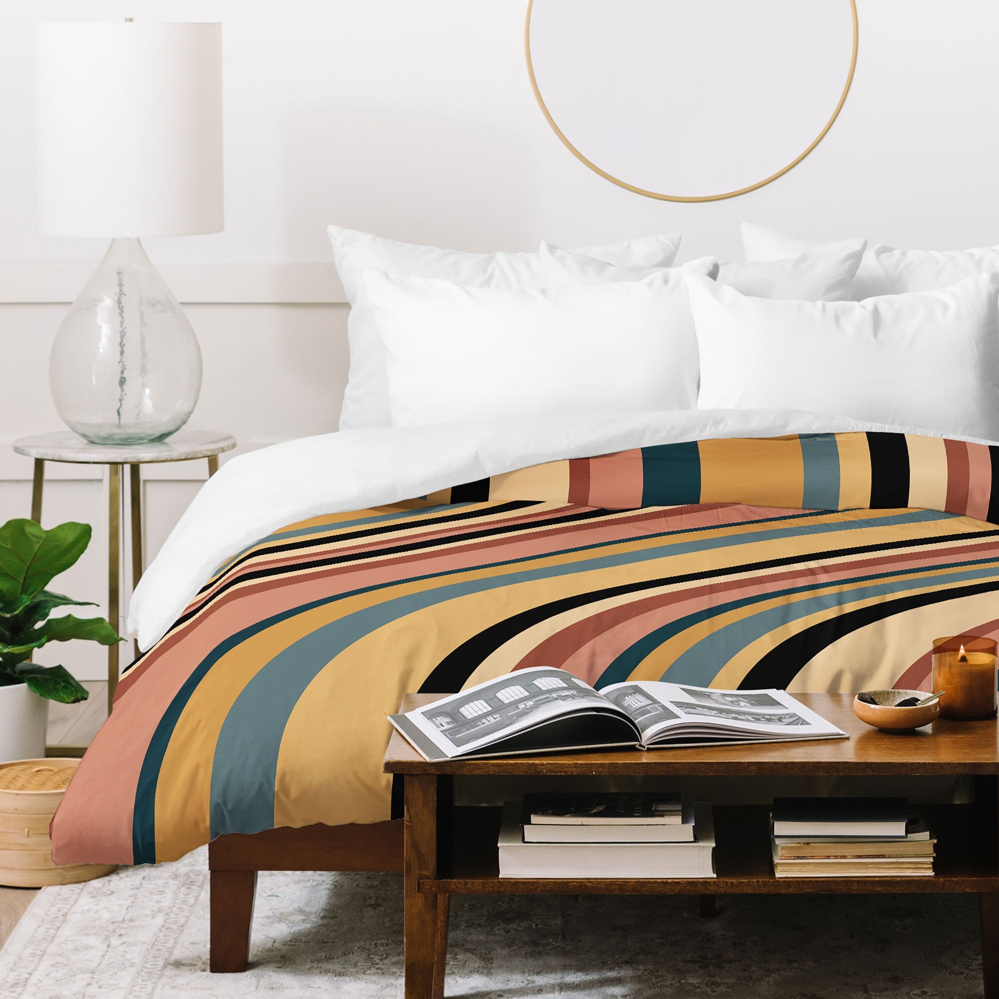 Colour Poems Wavy Retro Stripes I Duvet Cover