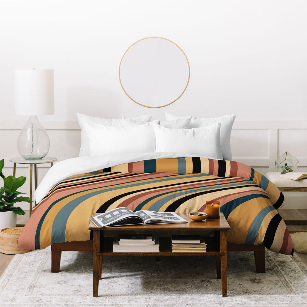 Colour Poems Wavy Retro Stripes I Duvet Cover