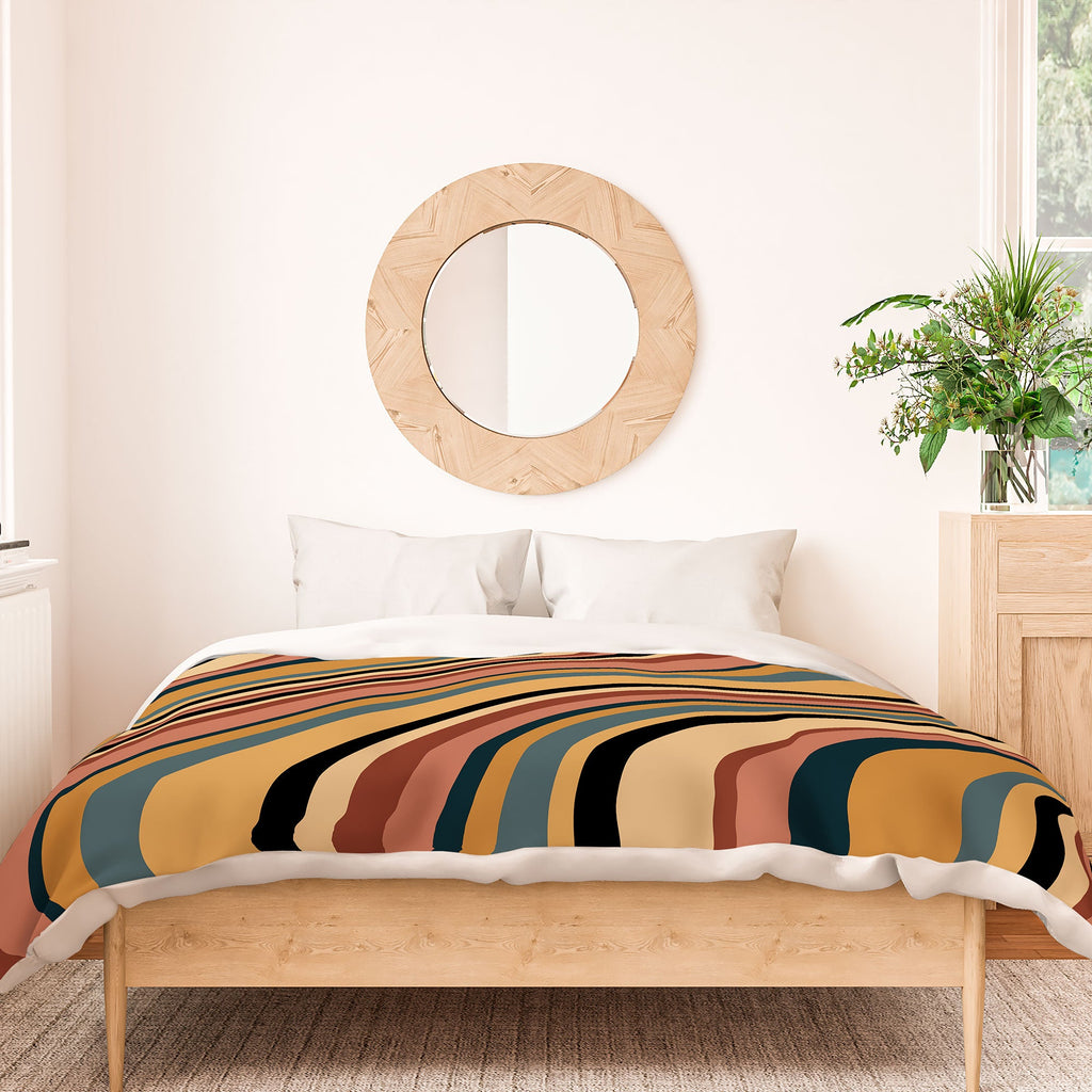 Colour Poems Wavy Retro Stripes I Duvet Cover