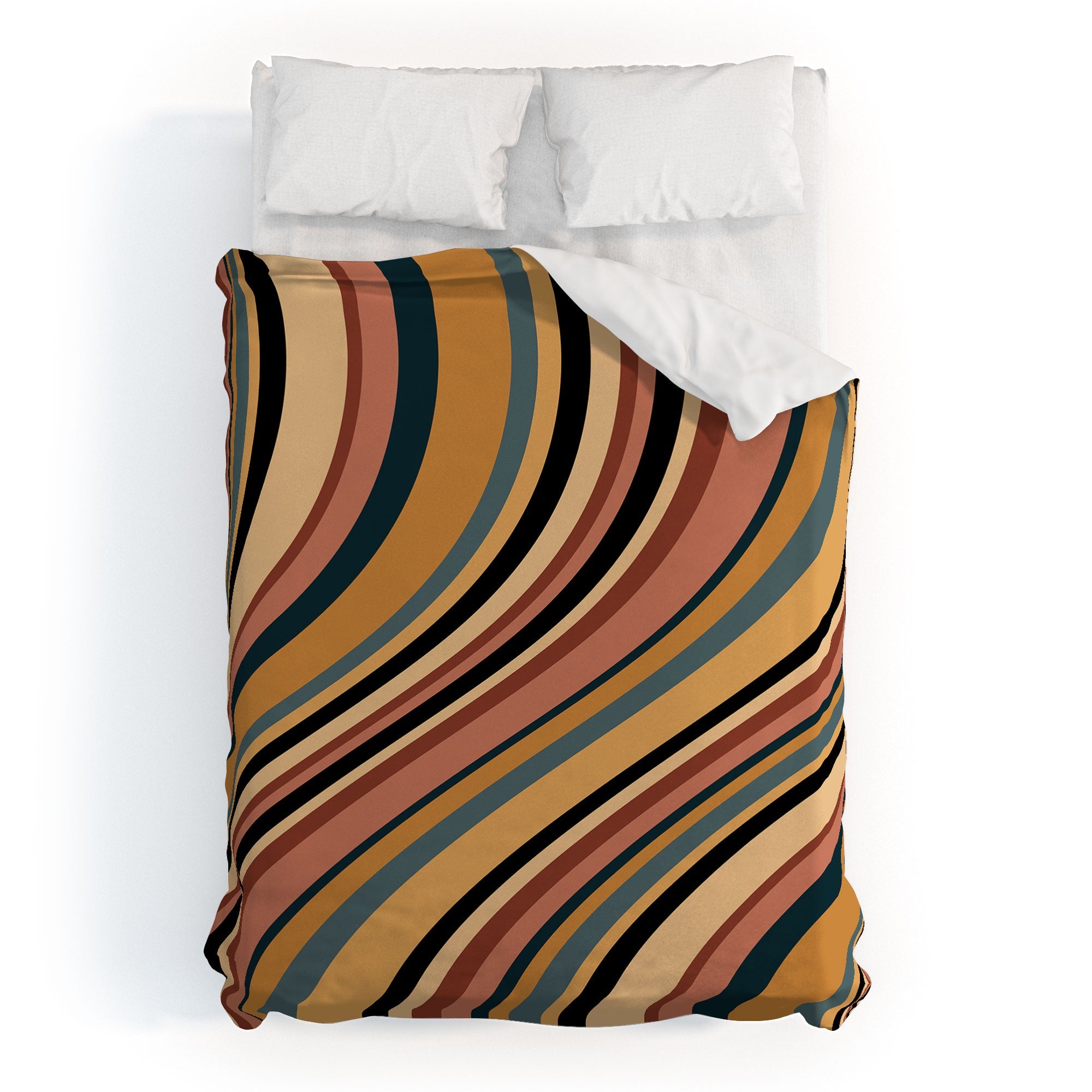 Colour Poems Wavy Retro Stripes I Duvet Cover