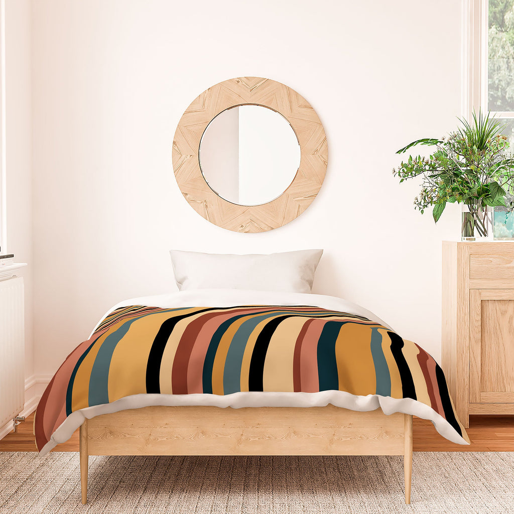 Colour Poems Wavy Retro Stripes I Duvet Cover