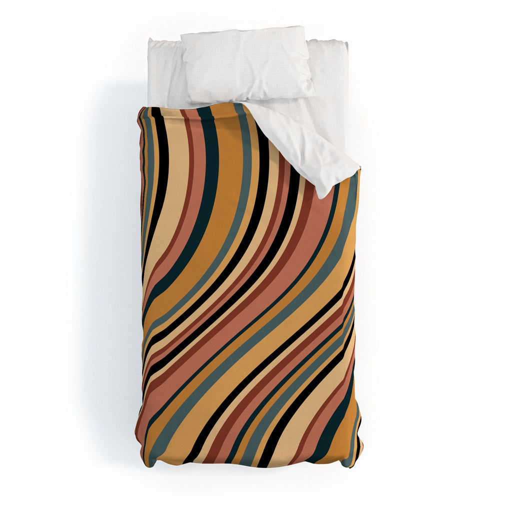 Colour Poems Wavy Retro Stripes I Duvet Cover