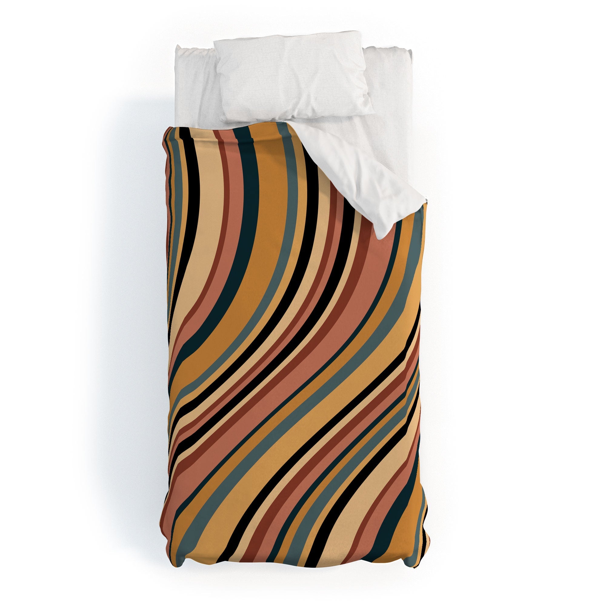 Colour Poems Wavy Retro Stripes I Duvet Cover