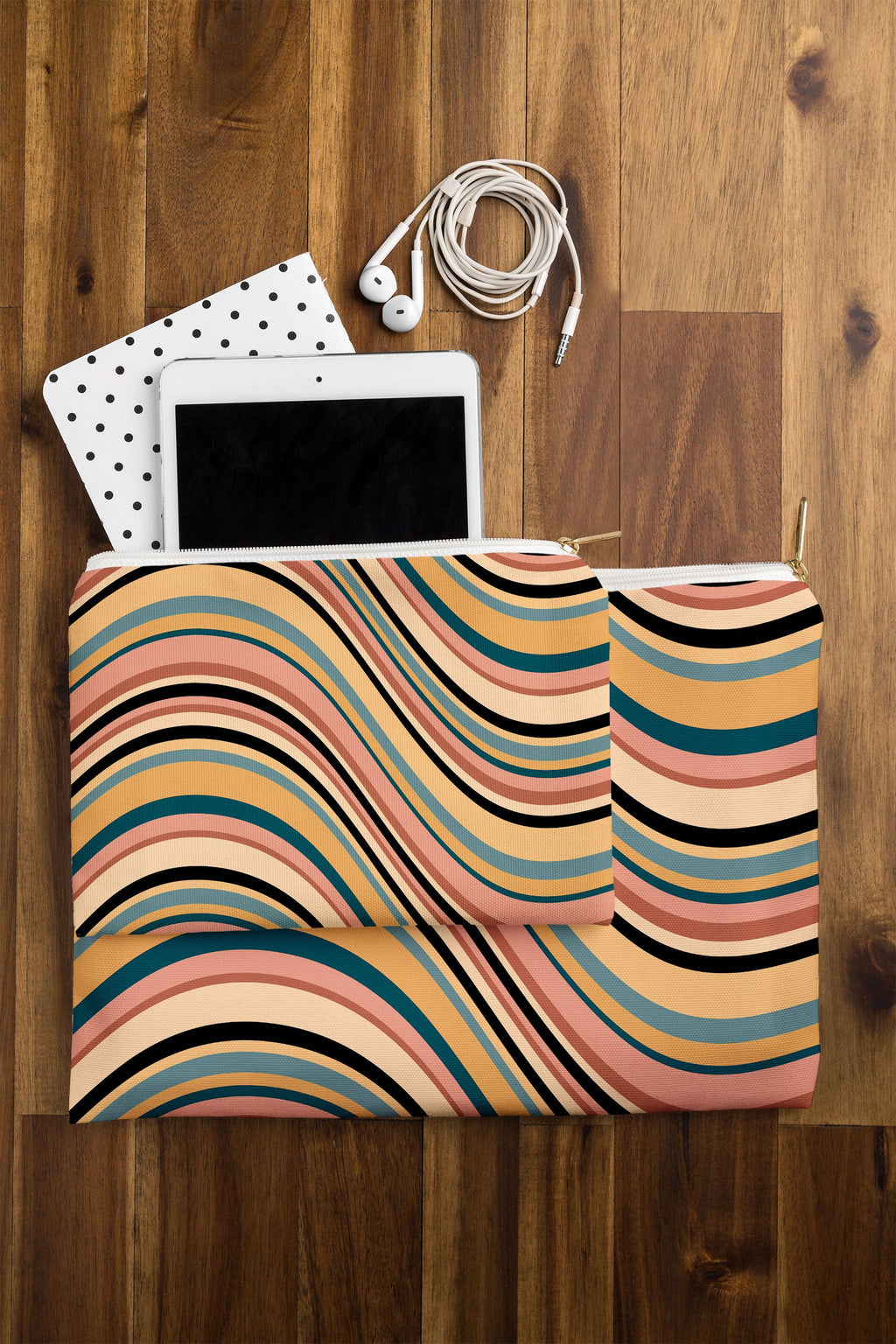 Colour Poems Wavy Retro Stripes I Pouch