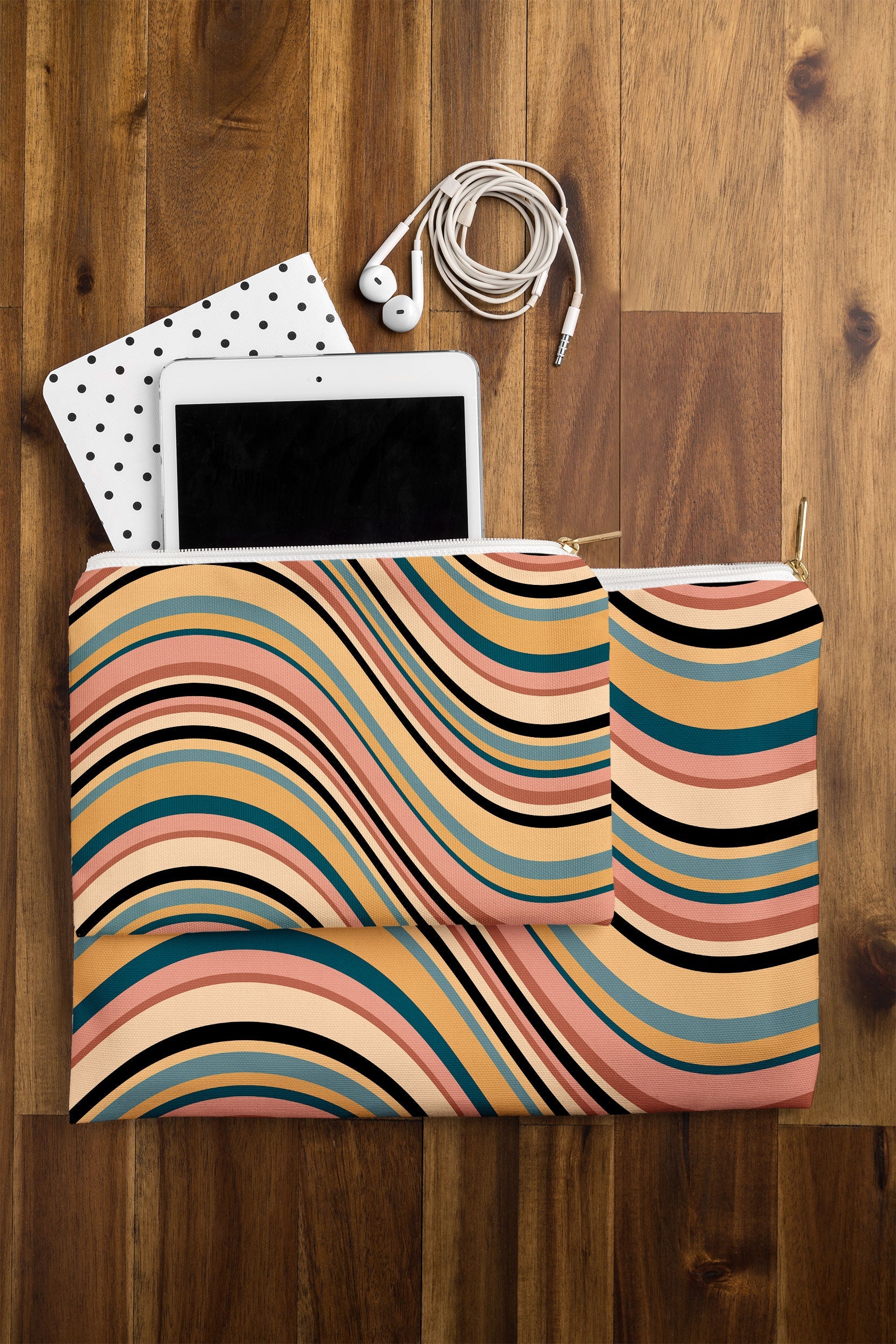 Colour Poems Wavy Retro Stripes I Pouch