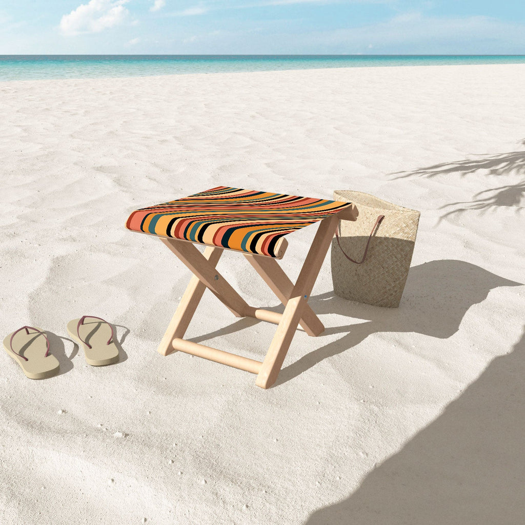 Colour Poems Wavy Retro Stripes I Folding Stool