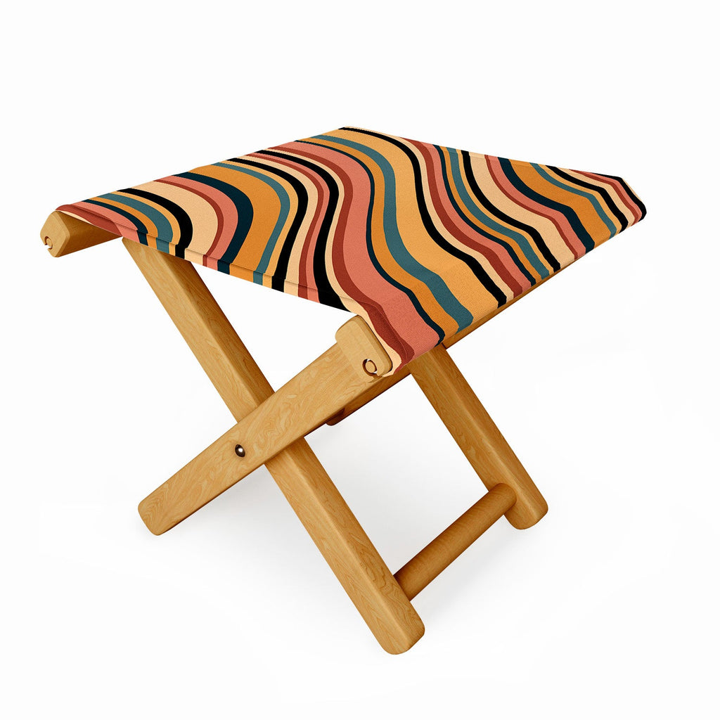 Colour Poems Wavy Retro Stripes I Folding Stool