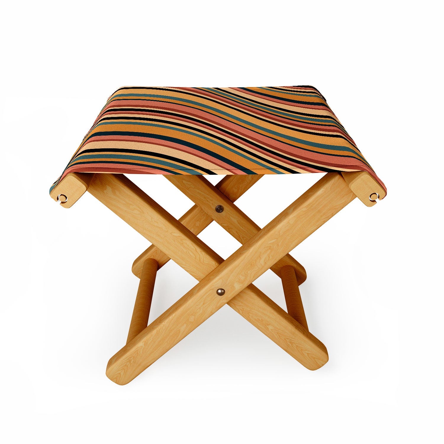 Colour Poems Wavy Retro Stripes I Folding Stool