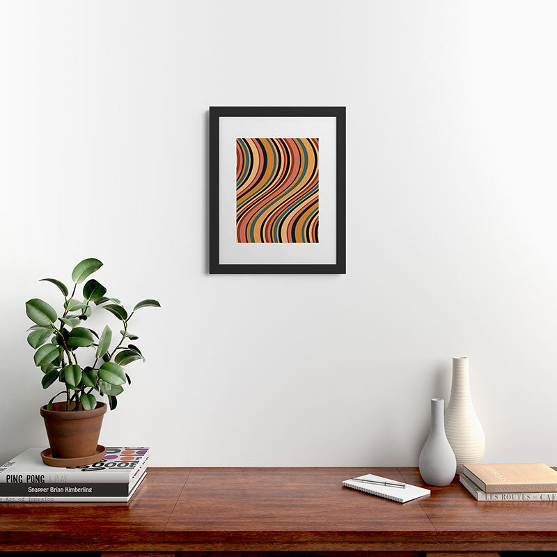 Colour Poems Wavy Retro Stripes I Framed Art Print