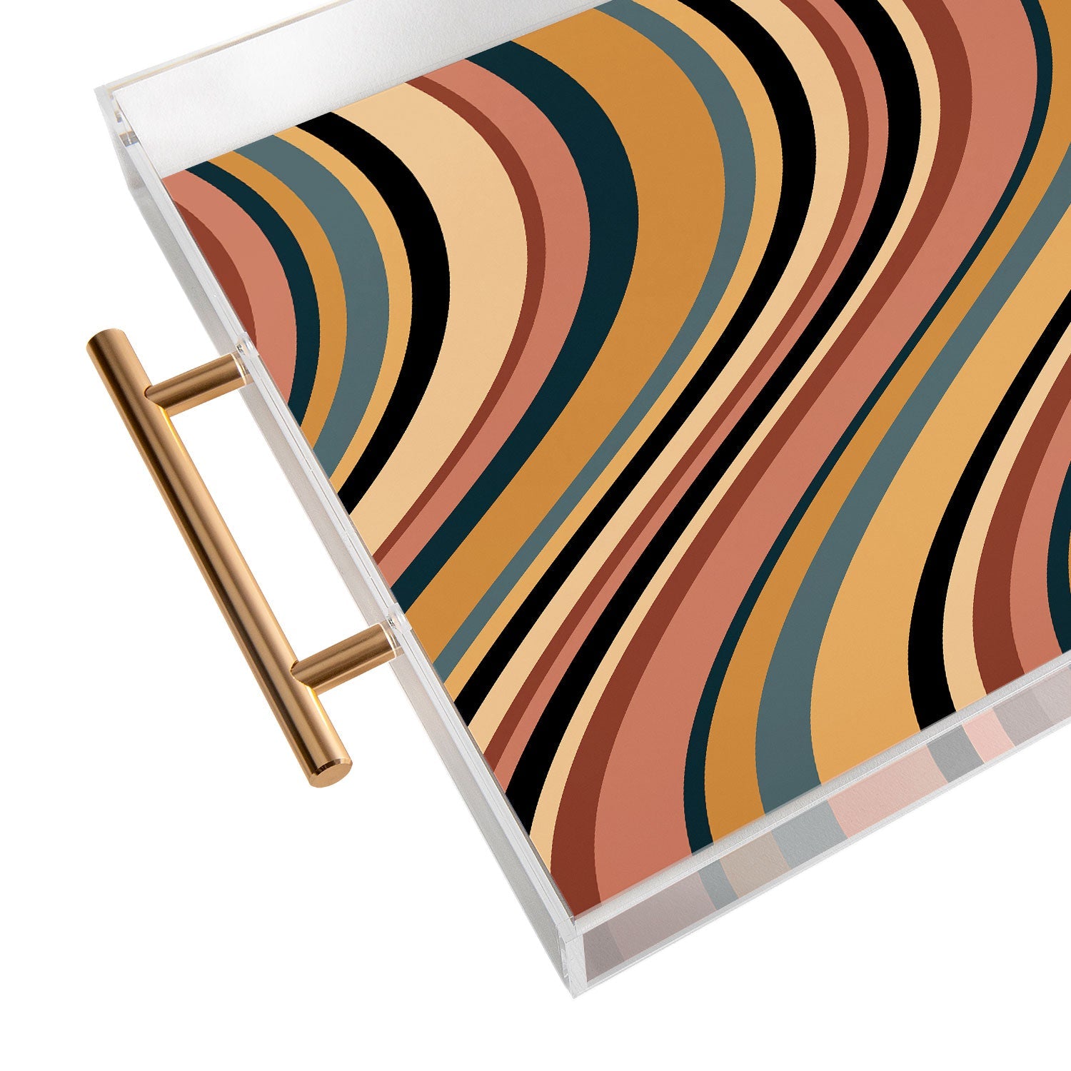 Colour Poems Wavy Retro Stripes I Acrylic Tray