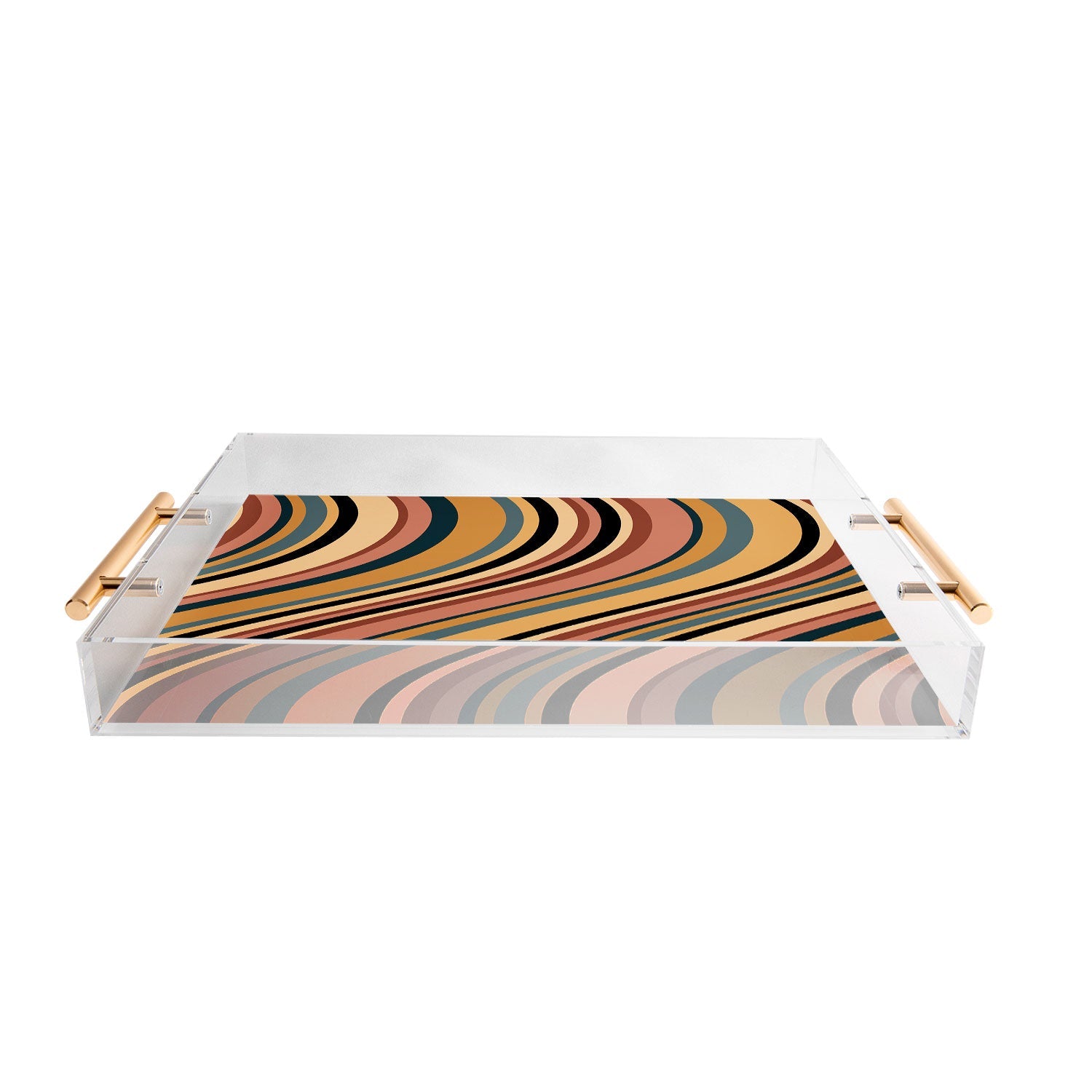 Colour Poems Wavy Retro Stripes I Acrylic Tray