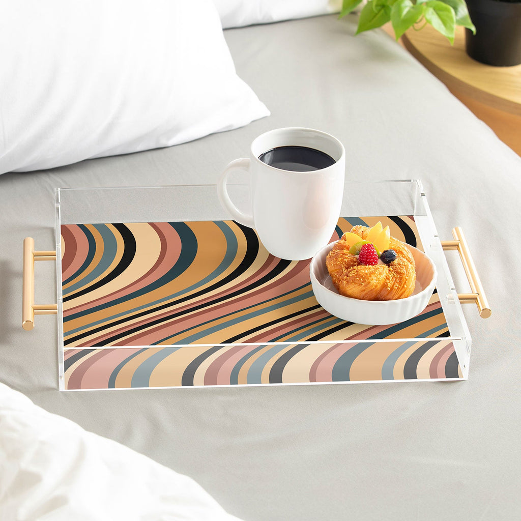 Colour Poems Wavy Retro Stripes I Acrylic Tray