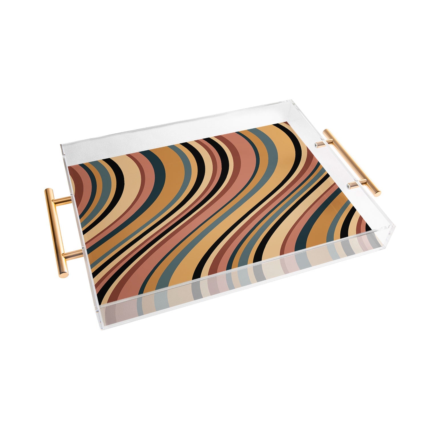 Colour Poems Wavy Retro Stripes I Acrylic Tray