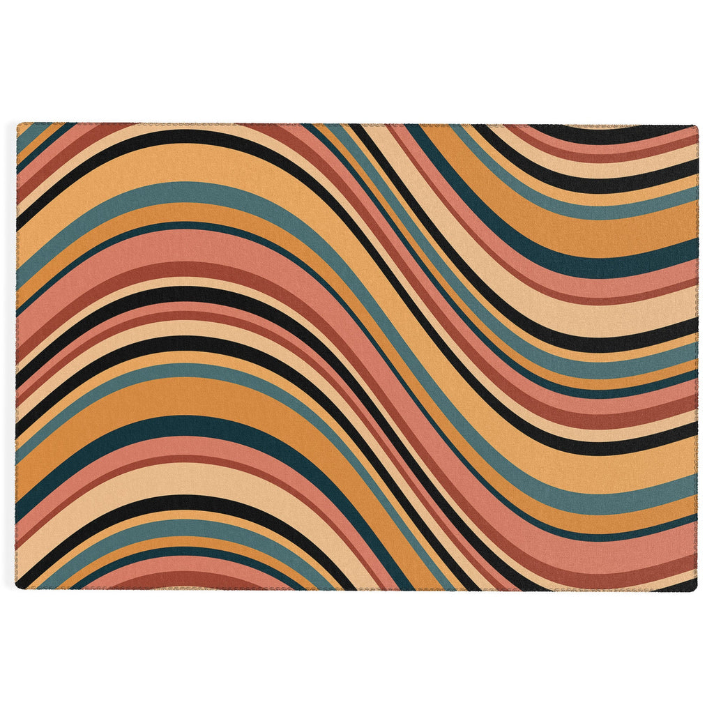 Colour Poems Wavy Retro Stripes I Outdoor Rug