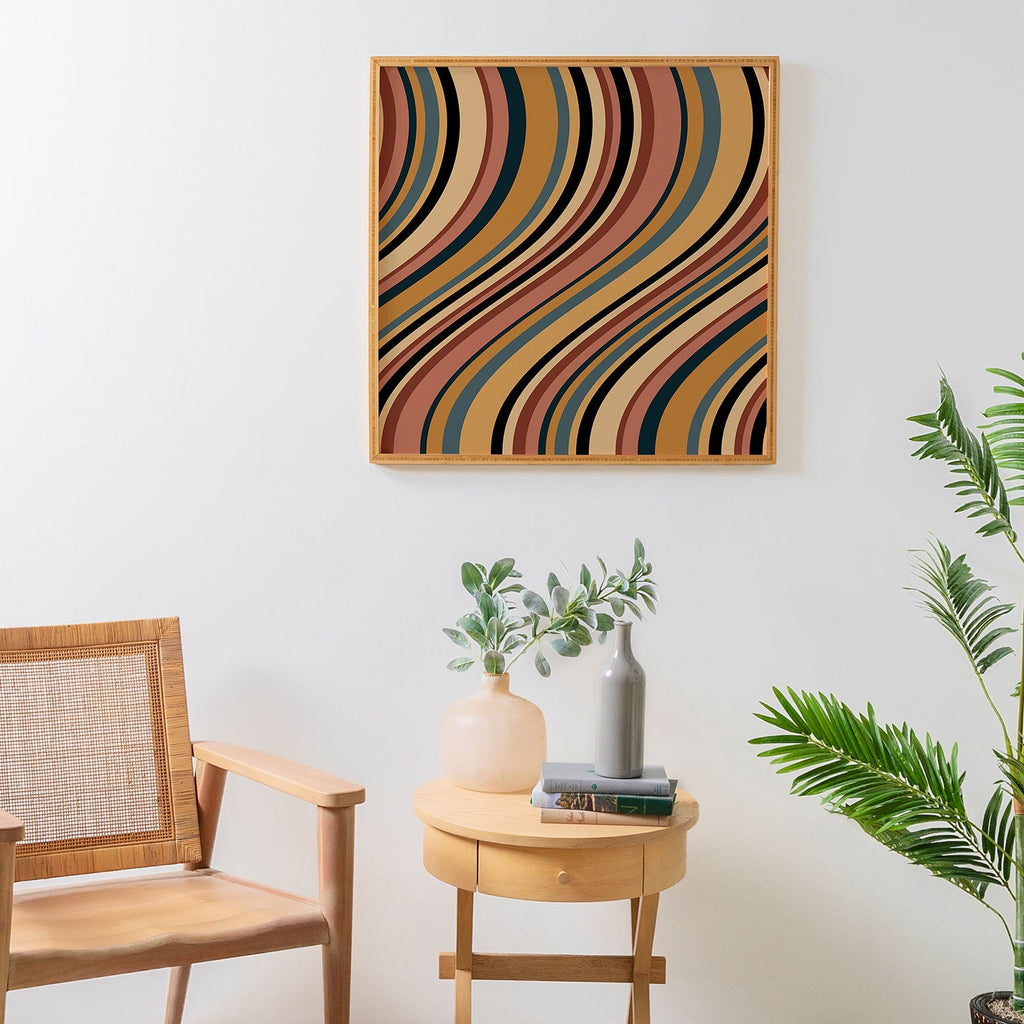 Colour Poems Wavy Retro Stripes I Framed Wall Art