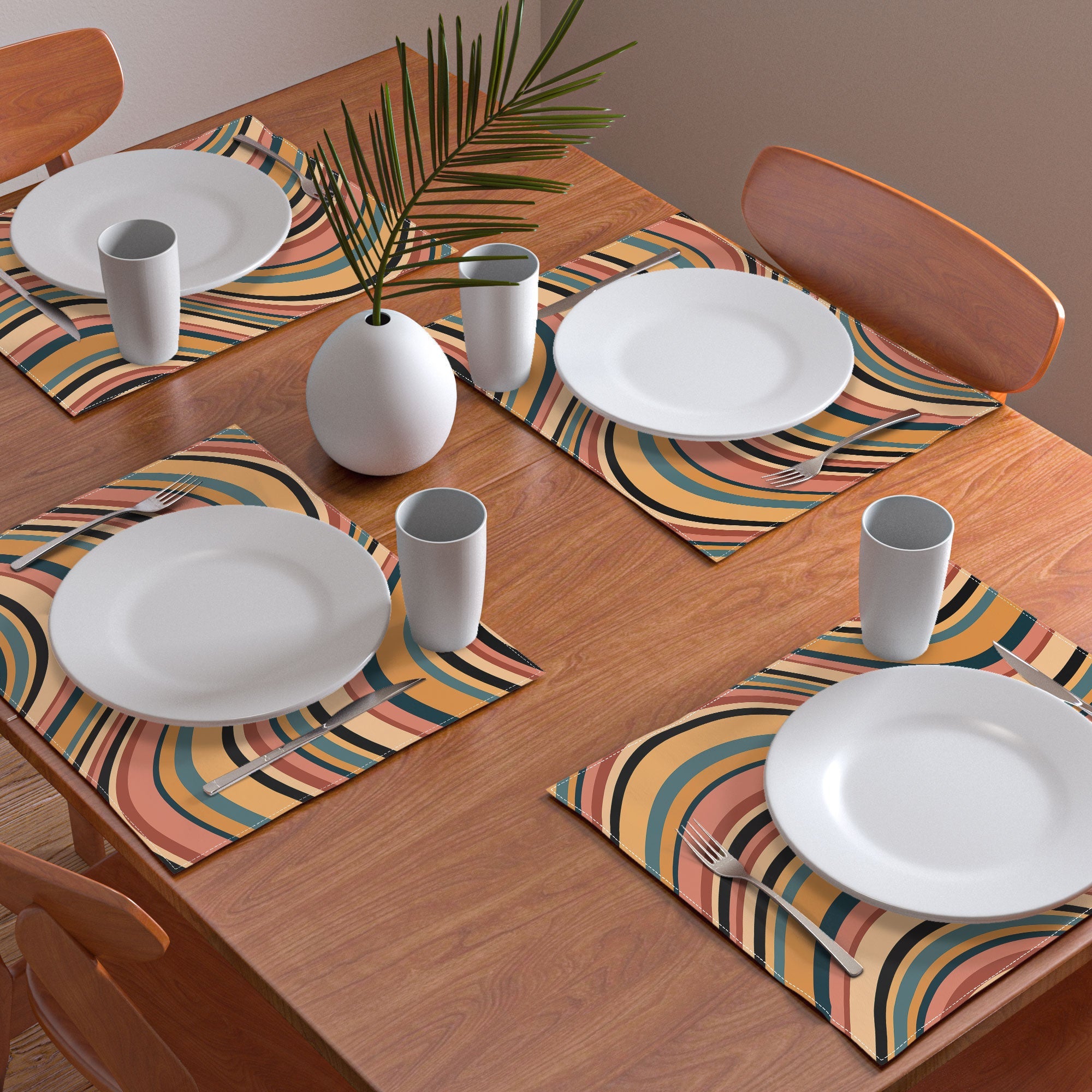 Colour Poems Wavy Retro Stripes I Placemat