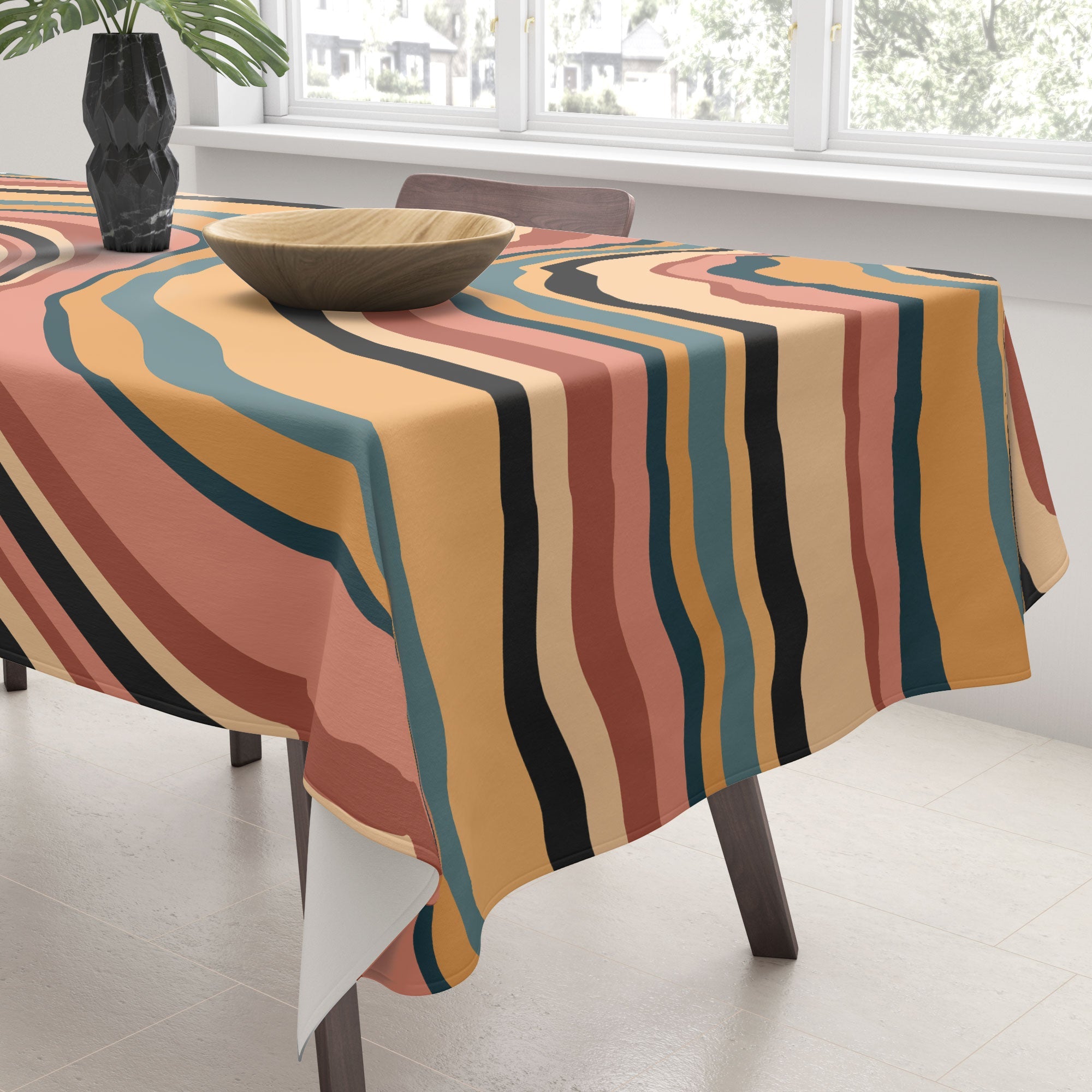 Colour Poems Wavy Retro Stripes I Tablecloth