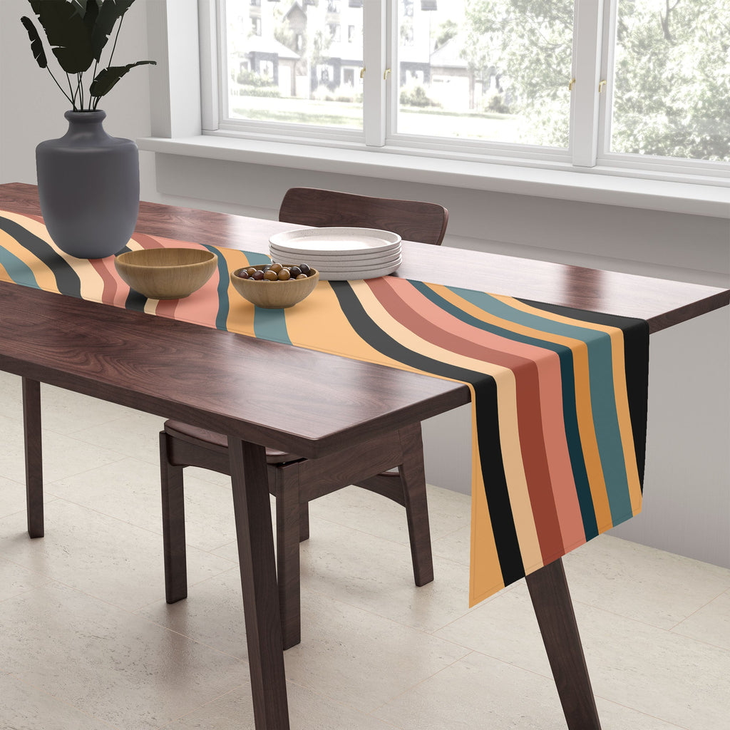 Colour Poems Wavy Retro Stripes I Table Runner
