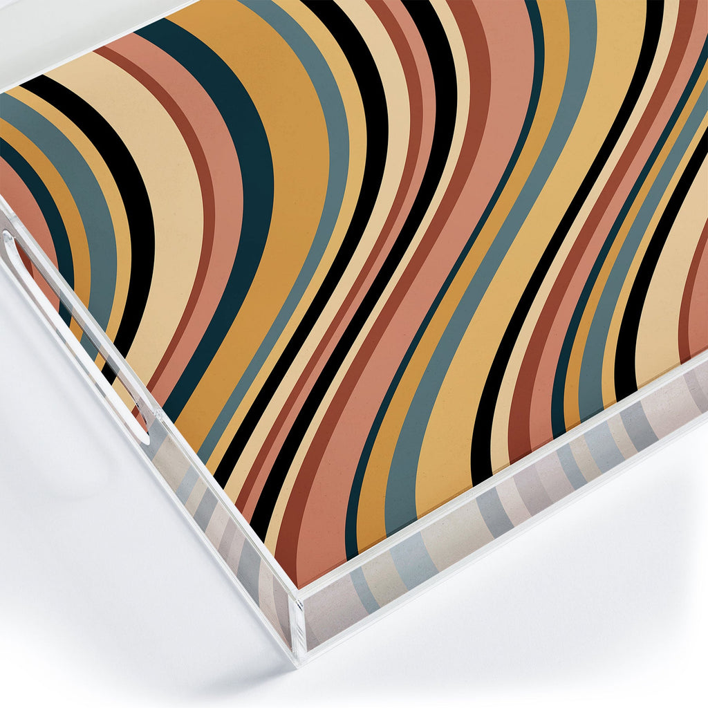 Colour Poems Wavy Retro Stripes I Acrylic Tray