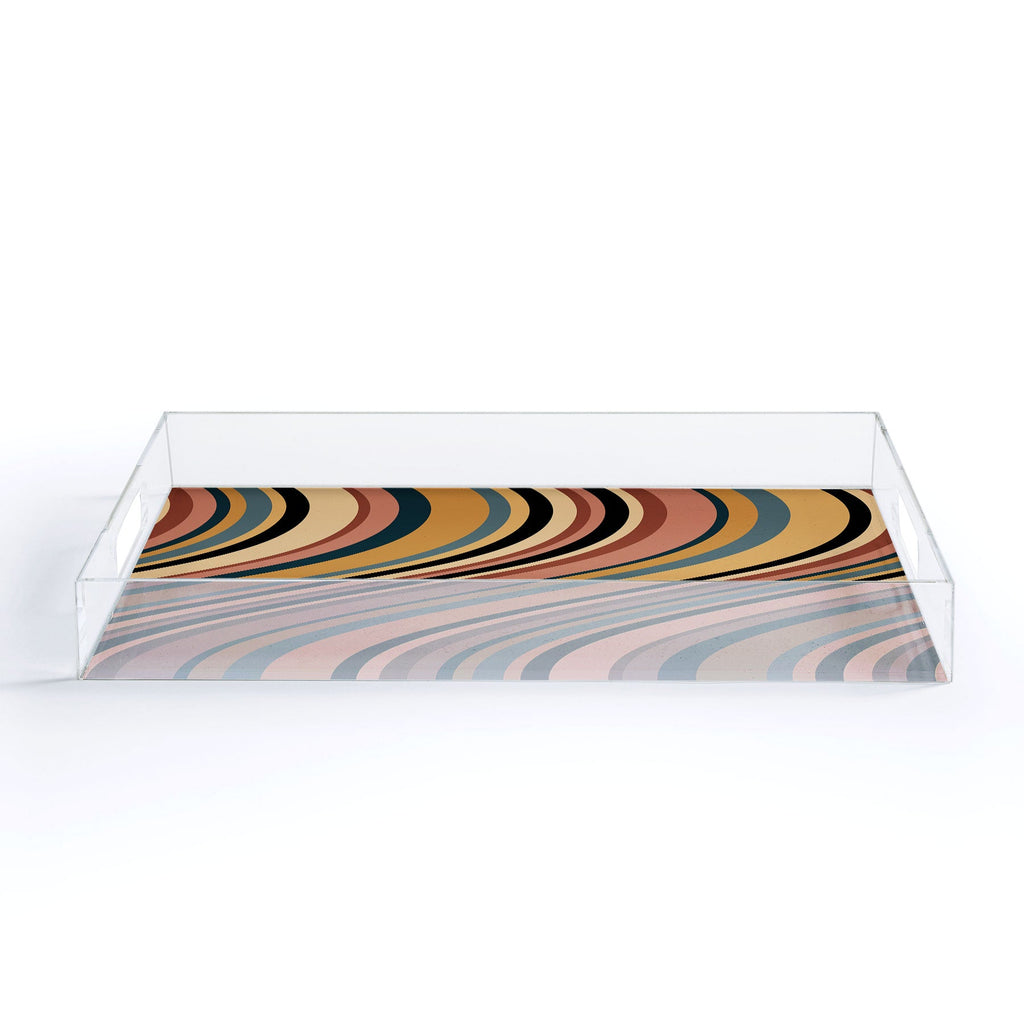 Colour Poems Wavy Retro Stripes I Acrylic Tray