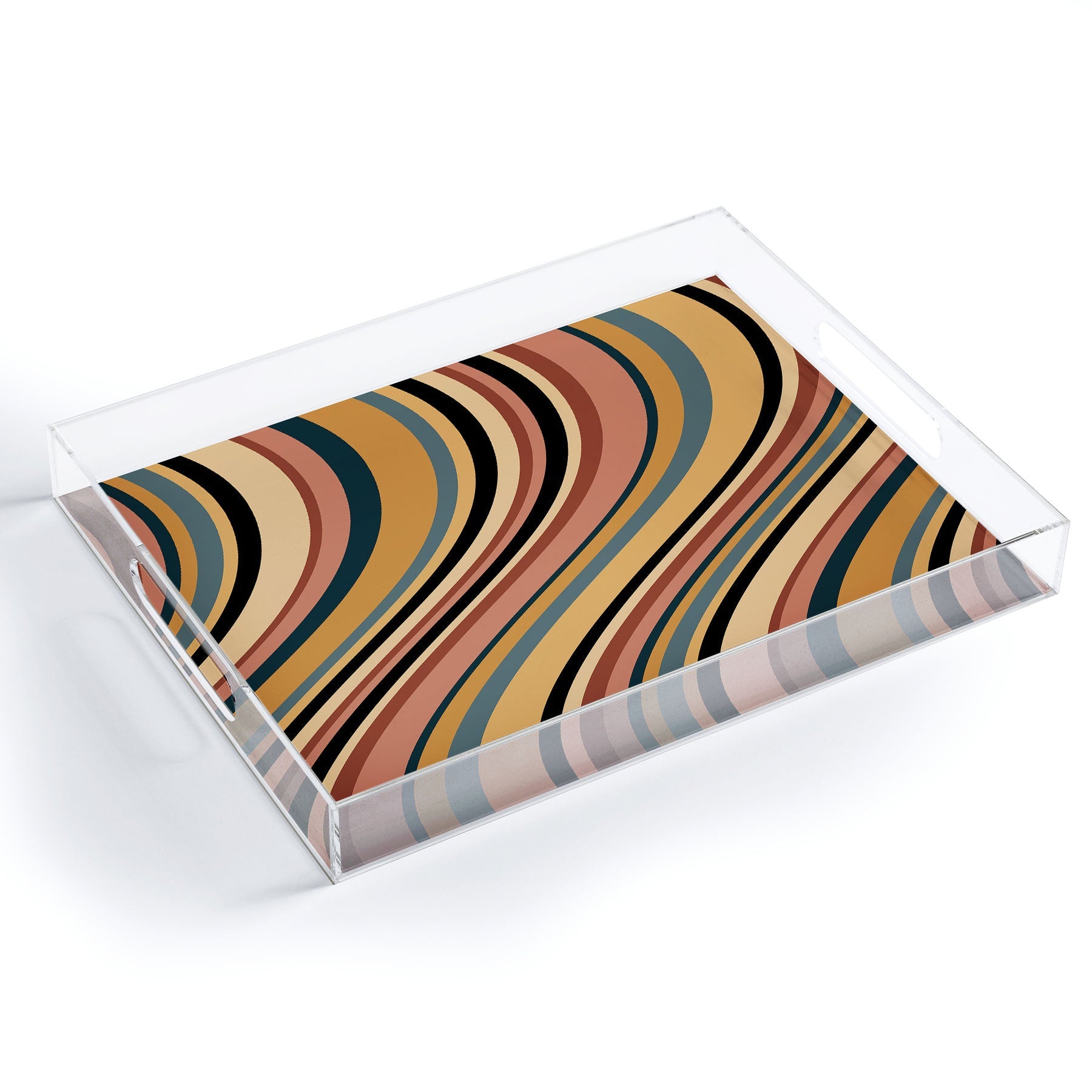 Colour Poems Wavy Retro Stripes I Acrylic Tray