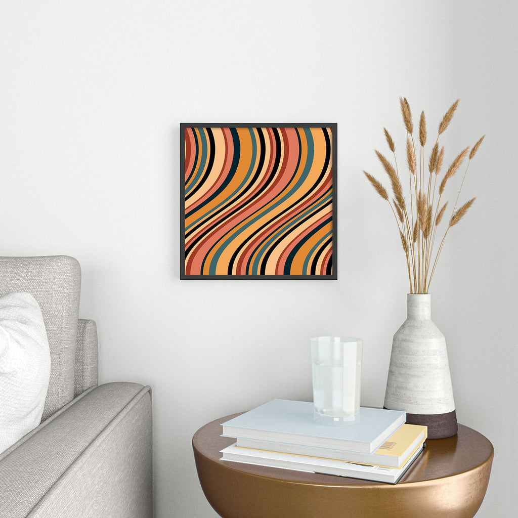 Colour Poems Wavy Retro Stripes I Square Metal Framed Art Print