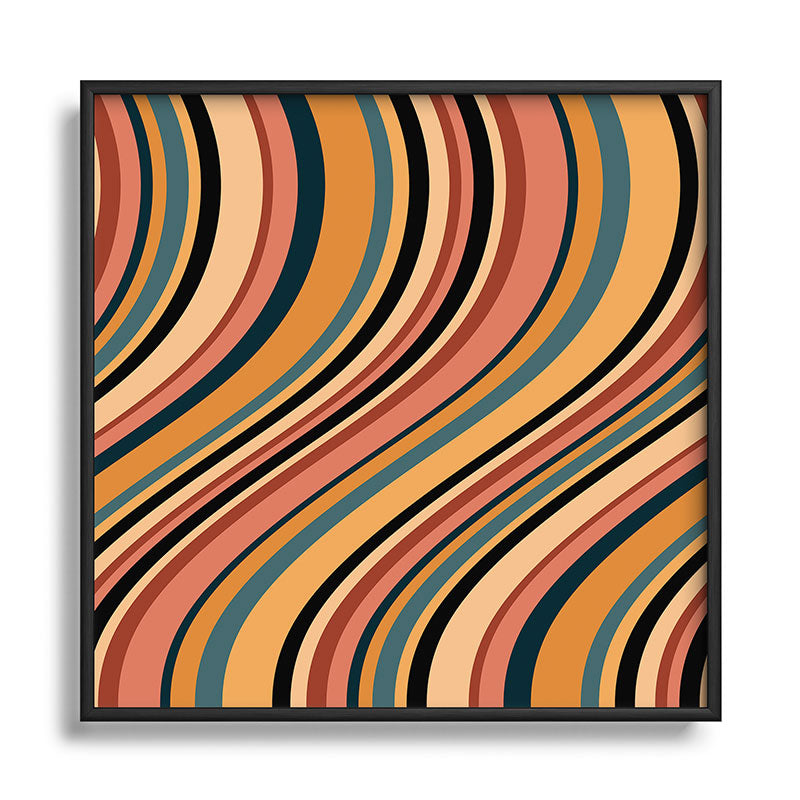 Colour Poems Wavy Retro Stripes I Square Metal Framed Art Print