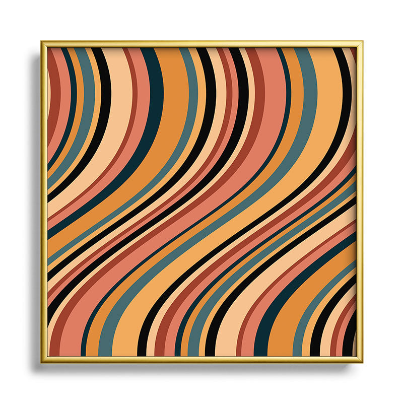 Colour Poems Wavy Retro Stripes I Square Metal Framed Art Print