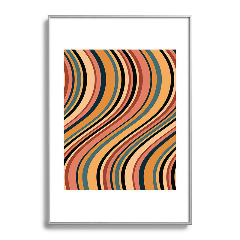 Colour Poems Wavy Retro Stripes I Metal Framed Art Print