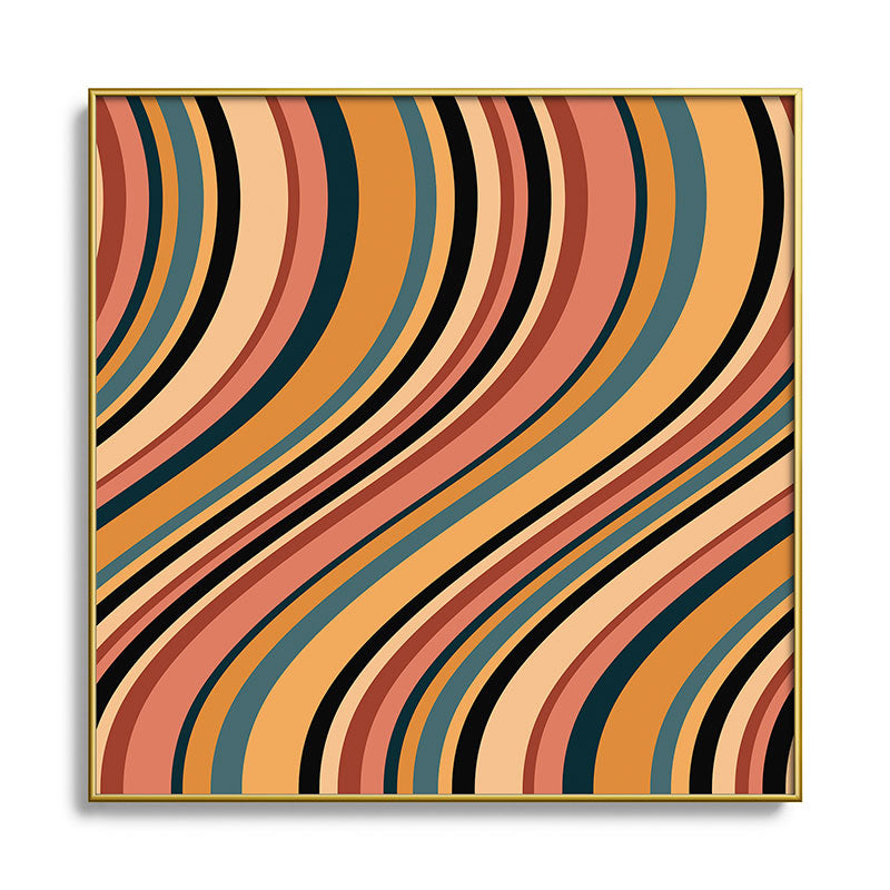 Colour Poems Wavy Retro Stripes I Square Metal Framed Art Print