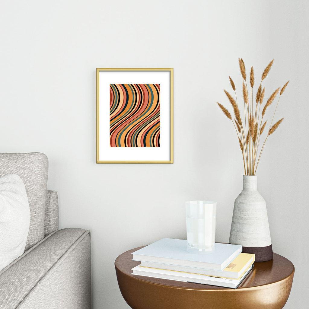 Colour Poems Wavy Retro Stripes I Metal Framed Art Print