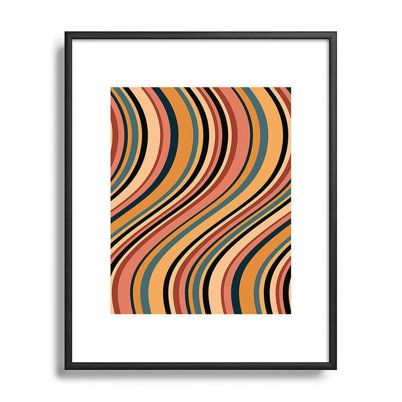 Colour Poems Wavy Retro Stripes I Metal Framed Art Print