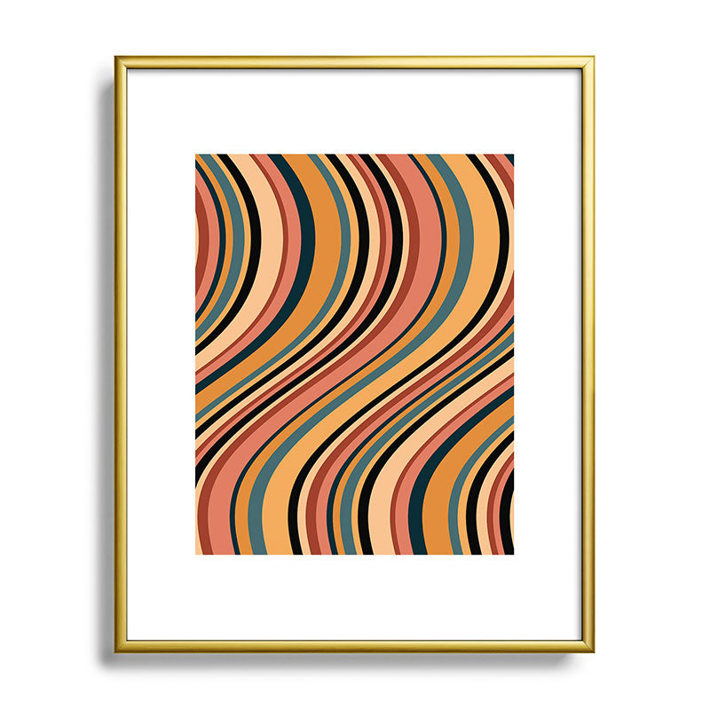 Colour Poems Wavy Retro Stripes I Metal Framed Art Print
