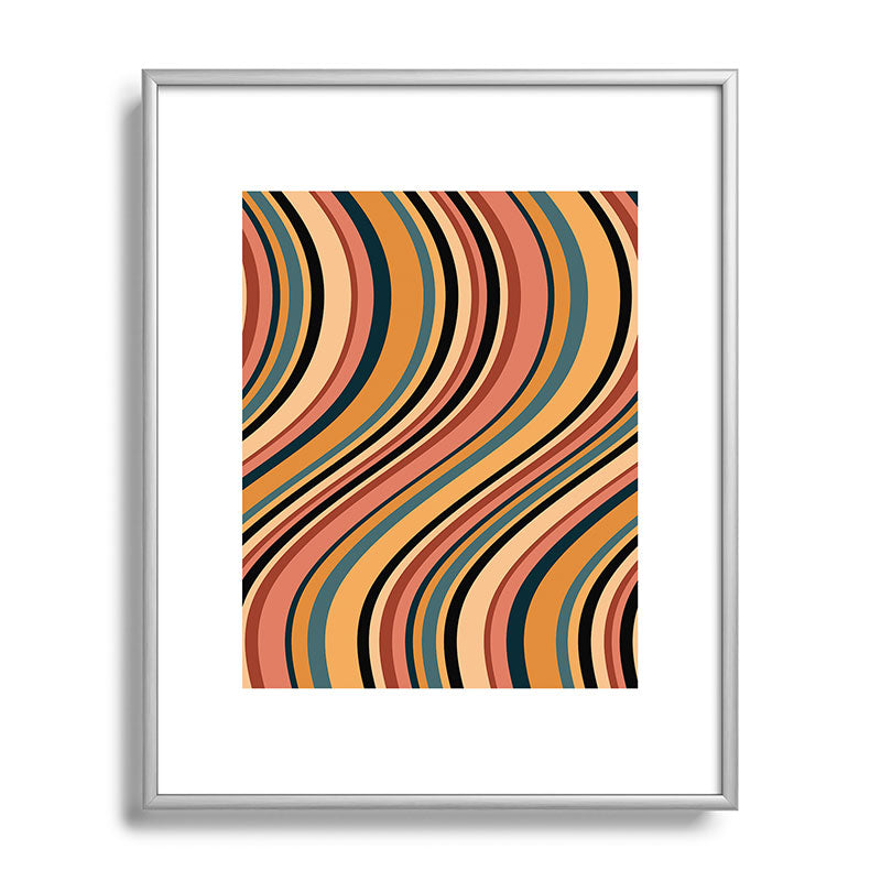 Colour Poems Wavy Retro Stripes I Metal Framed Art Print