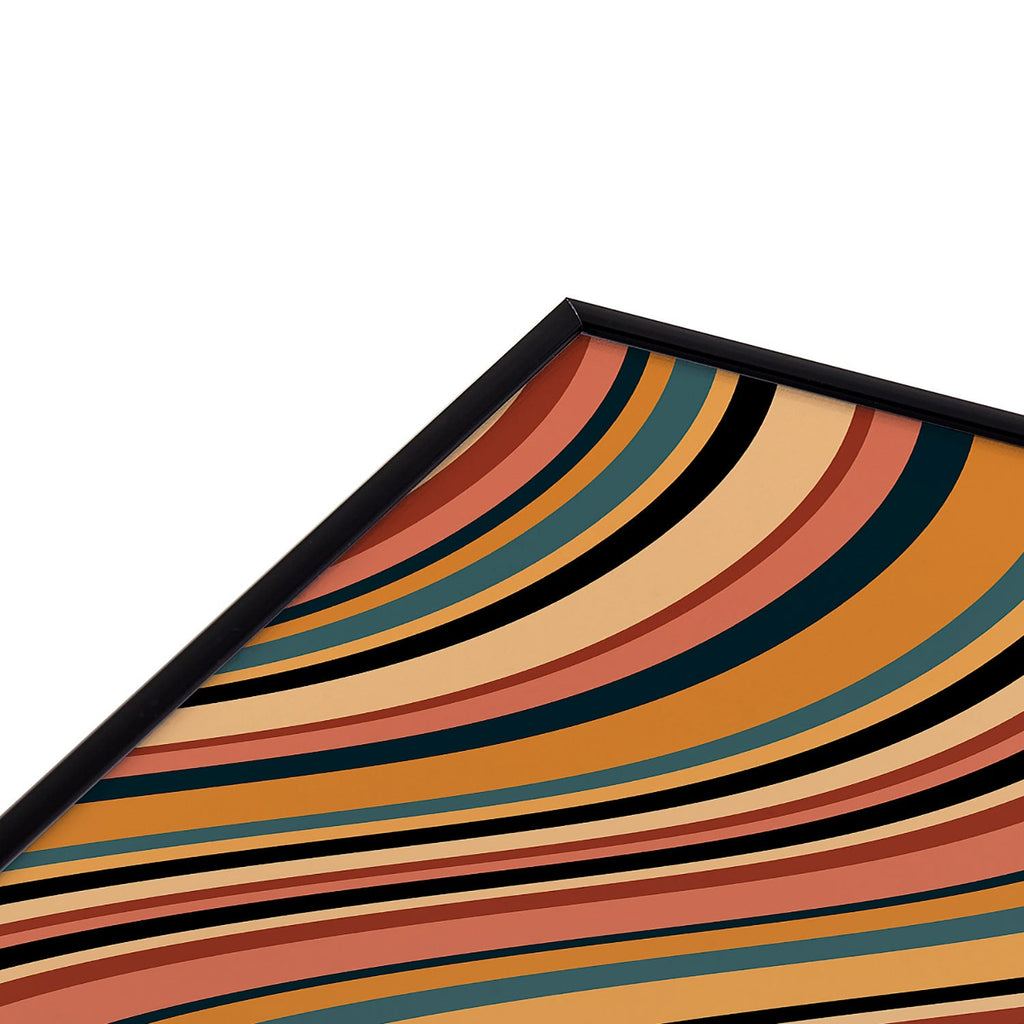 Colour Poems Wavy Retro Stripes I Square Metal Framed Art Print