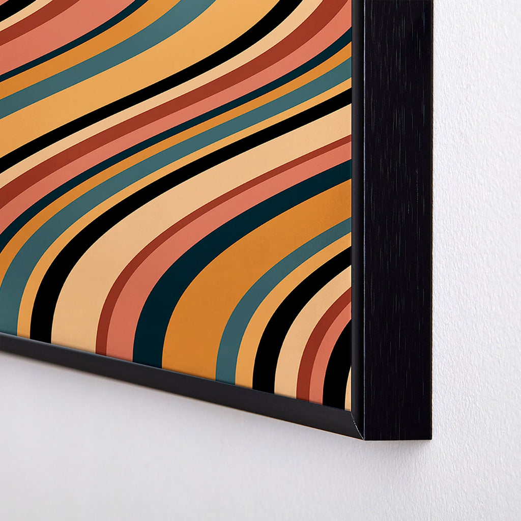 Colour Poems Wavy Retro Stripes I Square Metal Framed Art Print